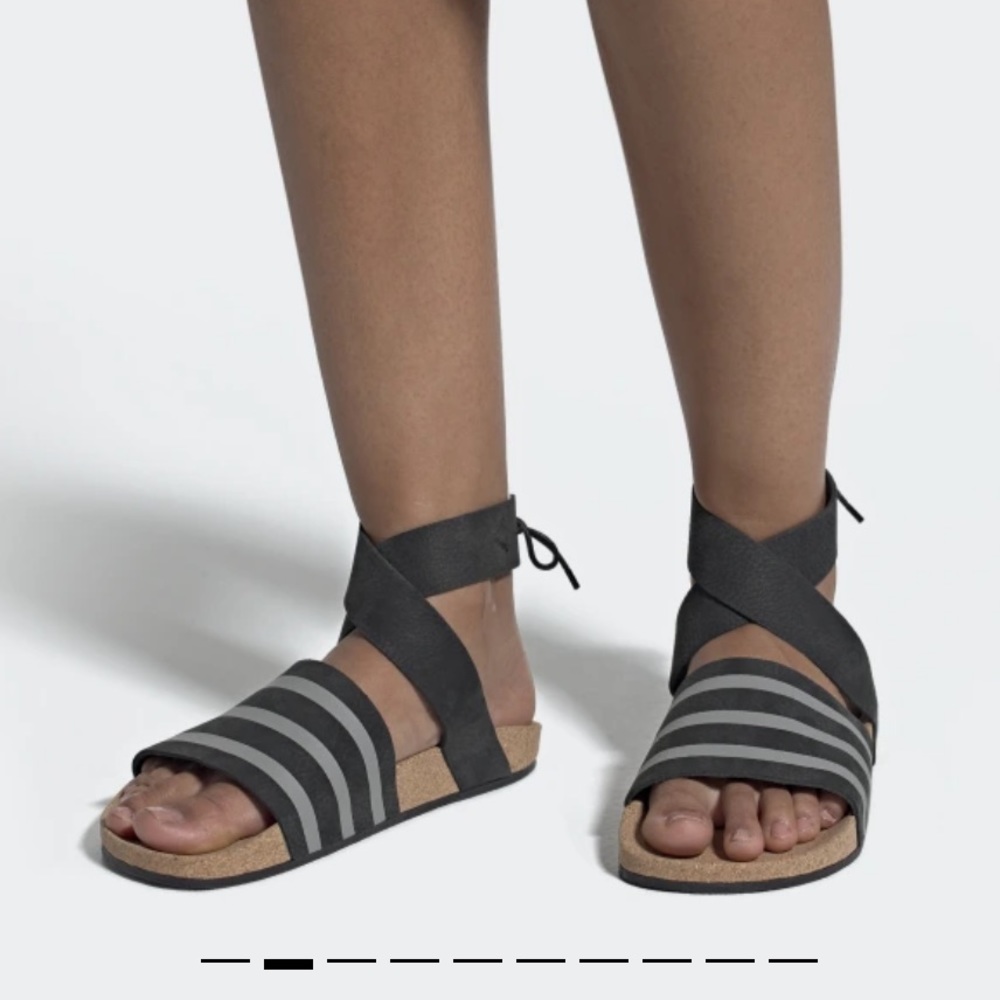 Adidas Adilette Ankle Wrap Sandals in core black
